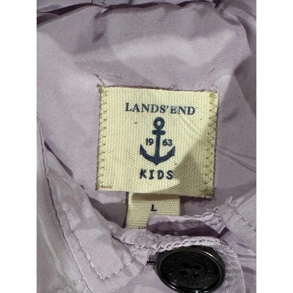 Lands End Kids‎ Girls Lavender Hooded Lightweight Rain Jacket Size L